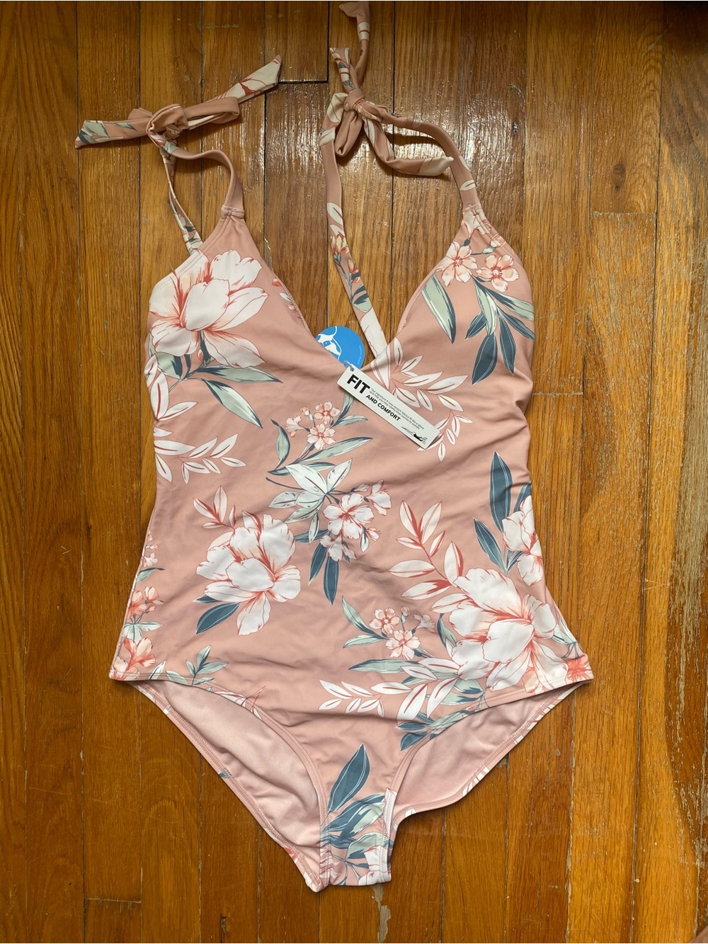 NWT CUPSHE Pink Floral One-Piece Swimsuit with Bow Accents